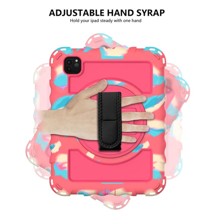 For iPad Pro 11 (2020) PC + Silicone Shockproof Combination Tablet Case with 360 Degree Rotating Holder & Handle(Colorful+Hot Pink)-garmade.com