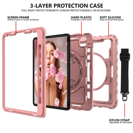 For iPad Pro 11 (2020) PC + Silicone Shockproof Combination Tablet Case with 360 Degree Rotating Holder & Handle(Rose Gold)-garmade.com