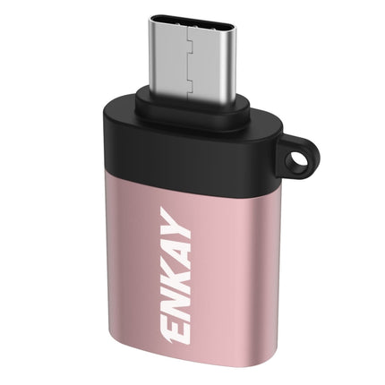 ENKAY ENK-AT101 Aluminium Alloy USB-C / Type-C to USB 3.0 OTG Data Adapter Converter(Rose Gold)-garmade.com