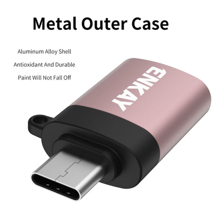 ENKAY ENK-AT101 Aluminium Alloy USB-C / Type-C to USB 3.0 OTG Data Adapter Converter(Red)-garmade.com