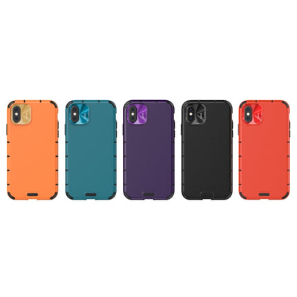For iPhone XR Shockproof Grain Leather PC + TPU Case(Blue)-garmade.com