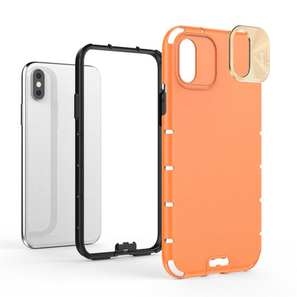 For iPhone XS Max Shockproof Grain Leather PC + TPU Case(Blue)-garmade.com