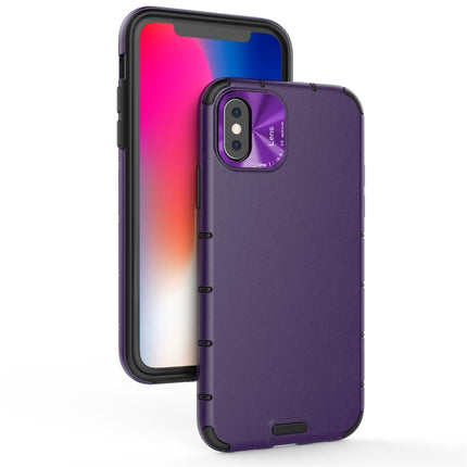 For iPhone XS Max Shockproof Grain Leather PC + TPU Case(Purple)-garmade.com