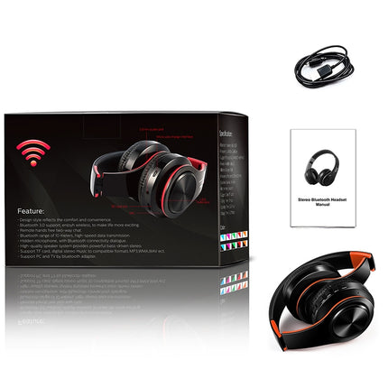 B7 Wireless Bluetooth Headset Foldable Headphone Adjustable Earphones with Microphone(Black Blue)-garmade.com