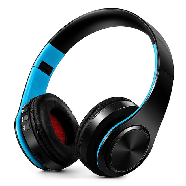 B7 Wireless Bluetooth Headset Foldable Headphone Adjustable Earphones with Microphone(Black Blue)-garmade.com