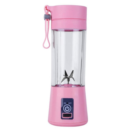 USB Rechargeable Electric Automatic Vegetable Fruit Citrus Orange Juice Maker Cup Mixer Bottle (380ML)(6 Blades Pink)-garmade.com