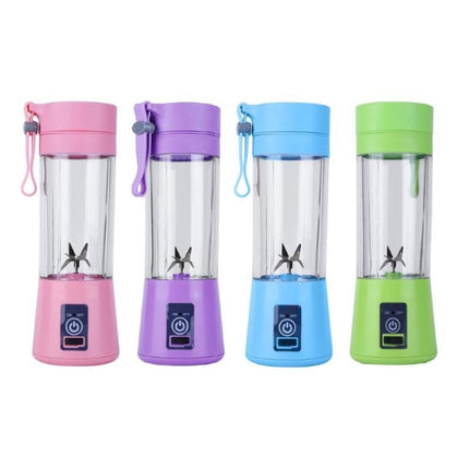 USB Rechargeable Electric Automatic Vegetable Fruit Citrus Orange Juice Maker Cup Mixer Bottle (380ML)(4 Blades Pink)-garmade.com