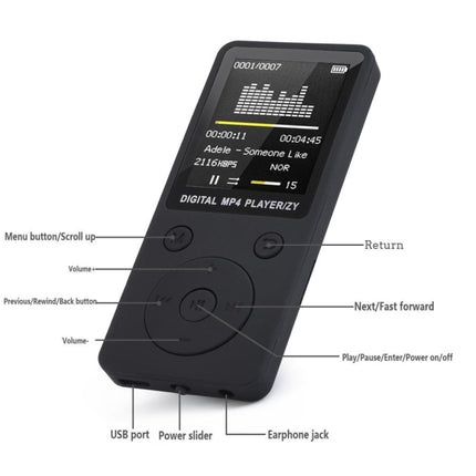 Portable MP4 Lossless Sound Music Player FM Recorder Walkman Player Mini Support Music, Radio, Recording, MP3, TF Card, No Memory(Black)-garmade.com