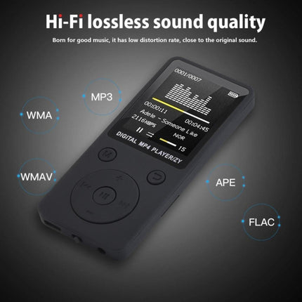 Portable MP4 Lossless Sound Music Player FM Recorder Walkman Player Mini Support Music, Radio, Recording, MP3, TF Card, No Memory(Black)-garmade.com