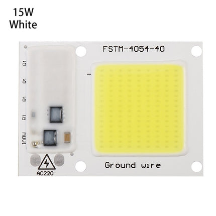 High Power 220V LED FloodlightCool/Warm White COB LED Chip IP65 Smart IC Driver Lamp(15W white)-garmade.com