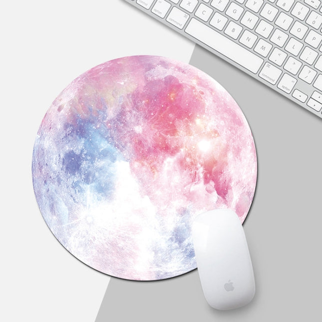 Rainbow Color Moon Pattern Circular Mouse Pad, Diameter: 22cm-garmade.com