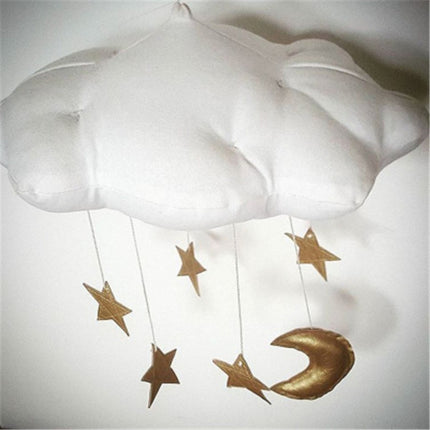 Baby Nursery Ceiling Mobile Party Decoration Clouds Moon Stars Hanging Decorations Kids Room Decoration for Baby Bedding(Pink Gold)-garmade.com