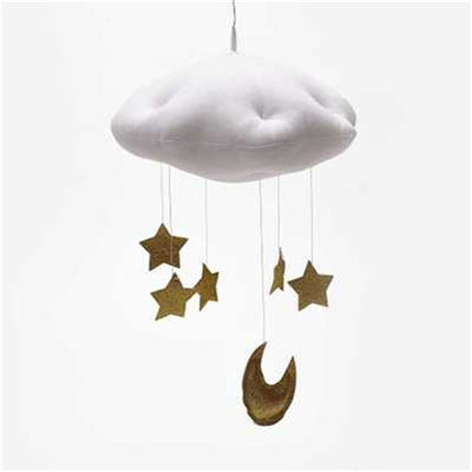 Baby Nursery Ceiling Mobile Party Decoration Clouds Moon Stars Hanging Decorations Kids Room Decoration for Baby Bedding(White Gold)-garmade.com