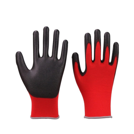 2 Pairs Red Yarn Black Latex-nylon Nitrile Anti-static Work Safety Gloves Mechanic Working Gloves-garmade.com