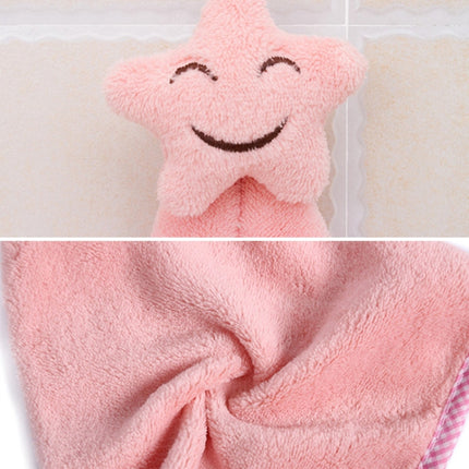 Smiling Face Hanging Coral Velvet Absorbent Hand Towels(Pink)-garmade.com