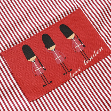Cartoon Cotton Linen Striped Apron with Embroidered Shoulder Strap(Moustache)-garmade.com