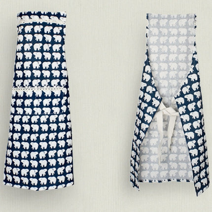 Cartoon Animals Plants Pattern Cotton Linen Sleeveless Kitchen Apron(Blue Whale)-garmade.com