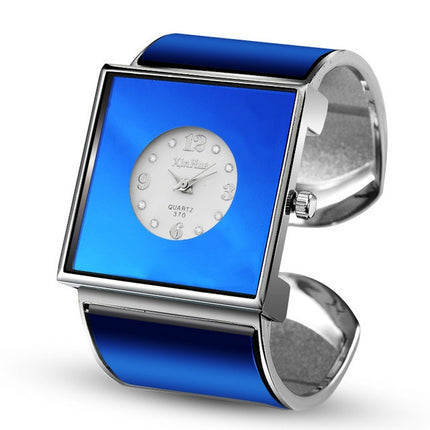 Square Large Dial Bracelet Quartz Watch for Women(Blue)-garmade.com