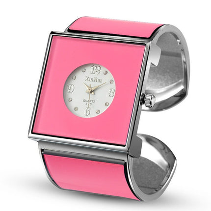 Square Large Dial Bracelet Quartz Watch for Women(Pink)-garmade.com