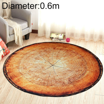 3D Growth Ring Pattern Bathroom Living Room Carpets Home Decor Mat, Size:Diameter about 0.6m(Black Edged Wood Grain)-garmade.com