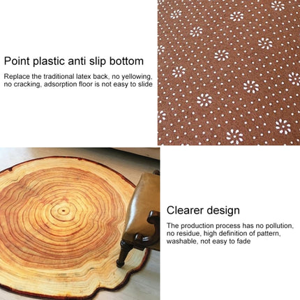 3D Growth Ring Pattern Bathroom Living Room Carpets Home Decor Mat, Size:Diameter about 0.6m(Black Edged Wood Grain)-garmade.com