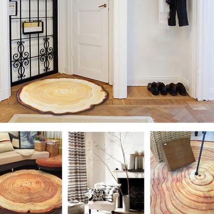 3D Growth Ring Pattern Bathroom Living Room Carpets Home Decor Mat, Size:Diameter about 0.6m(Black Edged Wood Grain)-garmade.com