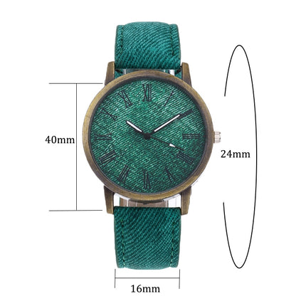 Denim Design Leather Strap Quartz Watches for Women(Black)-garmade.com