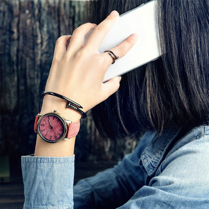 Denim Design Leather Strap Quartz Watches for Women(Black)-garmade.com