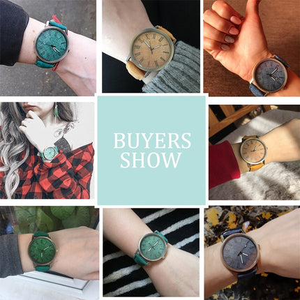Denim Design Leather Strap Quartz Watches for Women(Green)-garmade.com