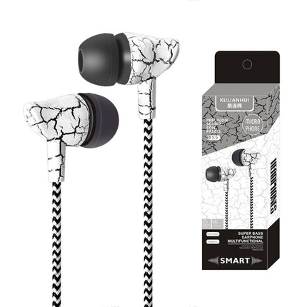 3.5mm Jack Crack Earphone Wired Headset Super Bass Sound Headphone Earbud with Mic for Mobile Phone Samsung Xiaomi MP3 4(WHITE)-garmade.com