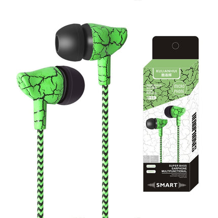 3.5mm Jack Crack Earphone Wired Headset Super Bass Sound Headphone Earbud with Mic for Mobile Phone Samsung Xiaomi MP3 4(Green)-garmade.com