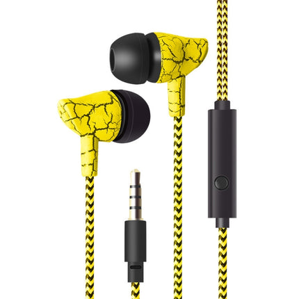 3.5mm Jack Crack Earphone Wired Headset Super Bass Sound Headphone Earbud with Mic for Mobile Phone Samsung Xiaomi MP3 4(YELLOW)-garmade.com