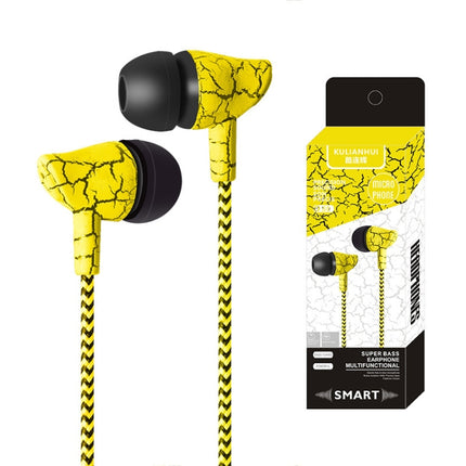 3.5mm Jack Crack Earphone Wired Headset Super Bass Sound Headphone Earbud with Mic for Mobile Phone Samsung Xiaomi MP3 4(YELLOW)-garmade.com