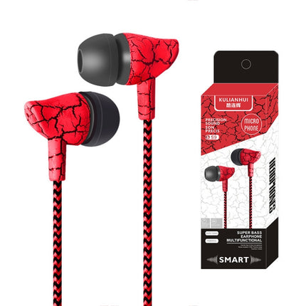 3.5mm Jack Crack Earphone Wired Headset Super Bass Sound Headphone Earbud with Mic for Mobile Phone Samsung Xiaomi MP3 4(Red)-garmade.com
