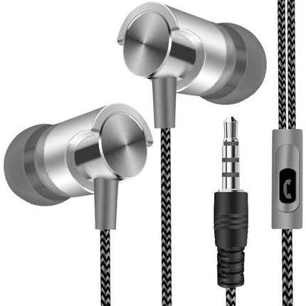Metal Wired Earphone Super Bass Sound Headphones In-Ear Sport Headset with Mic for Xiaomi Samsung Huawei(Gray)-garmade.com