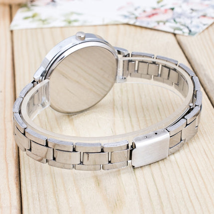2 PCS Women Large Dial Stainless Steel Fine Strap Quartz Watch(Silver)-garmade.com
