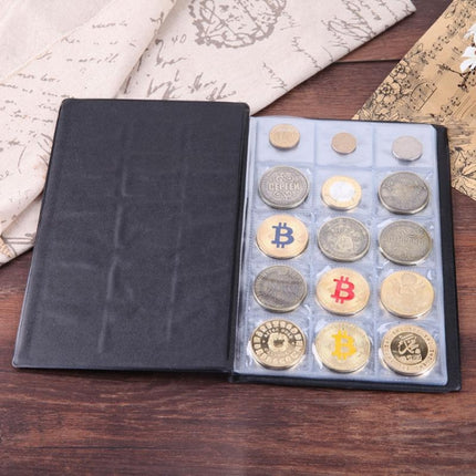 PU Leather Russian Cover 150 Coins Collection Album Holder Book(Black)-garmade.com