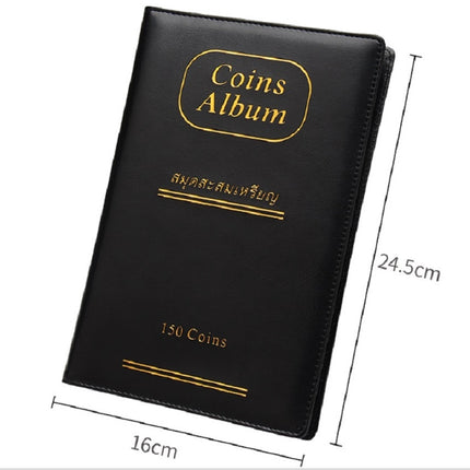 PU Leather Russian Cover 150 Coins Collection Album Holder Book(Red)-garmade.com