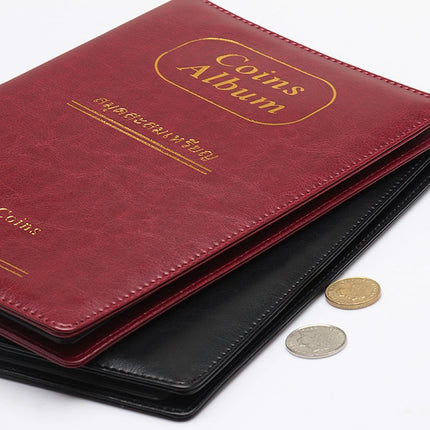 PU Leather Russian Cover 150 Coins Collection Album Holder Book(Red)-garmade.com