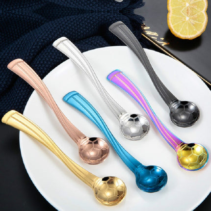 Stainless Steel Creative Football Coffee Spoon Ice Cream Spoon, Color:Black-garmade.com