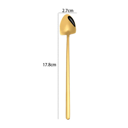 2 PCS Stainless Steel Spoon Creative Coffee Spoon Bar Ice Spoon Gold Plated Long Stirring Spoon, Style:Pointed Spoon, Color:Gold-garmade.com