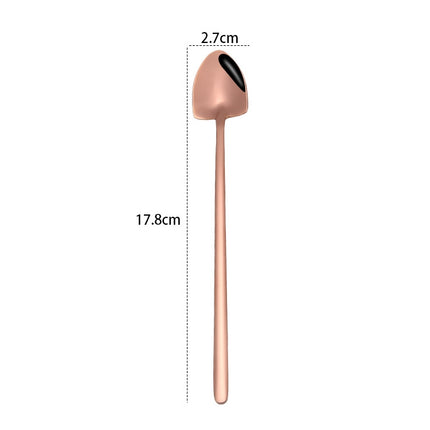 2 PCS Stainless Steel Spoon Creative Coffee Spoon Bar Ice Spoon Gold Plated Long Stirring Spoon, Style:Pointed Spoon, Color:Rose Gold-garmade.com