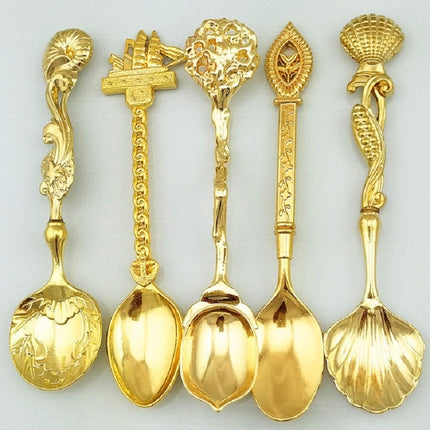 1 Set Stainless Steel Creative Coffee Spoon Soup Spoon Western Style Tableware(Gold)-garmade.com