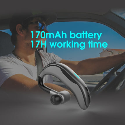 Car Handfree Wireless Ear-hook Bluetooth Earphone with Microphone(Black Grey)-garmade.com