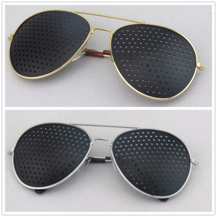 2 PCS Pin-hole Glasses Pin Hole Sunglasses Eye Exercise Eyesight Natural Healing Vision Correction and Improvement(Golden Color Frame)-garmade.com