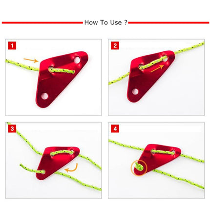3 PCS Triangle Aluminum Alloy Wind Rope Buckle Adjustment Buckle Tent Canopy Pull Rope Slip Rope Buckle Accessories(Red)-garmade.com