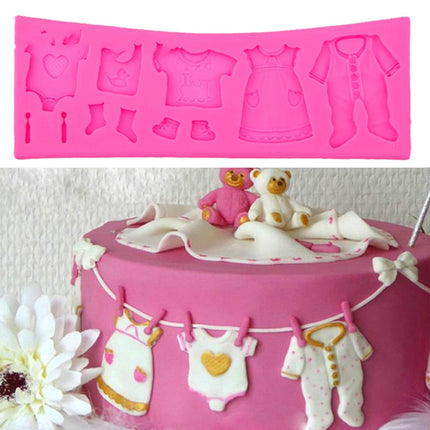 2 PCS Baking Mold Baby Shoes Fondant Cake Mold Kid Clothes Silicone DIY Chocolate West Point Mold-garmade.com