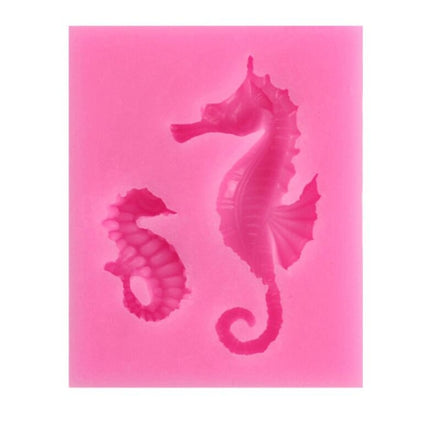 2 PCS Hippocampus DIY Modeling Mold Fondant Silicone Cake Chocolate Mold Baking Tool(Pink)-garmade.com