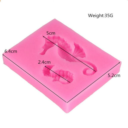 2 PCS Hippocampus DIY Modeling Mold Fondant Silicone Cake Chocolate Mold Baking Tool(Pink)-garmade.com