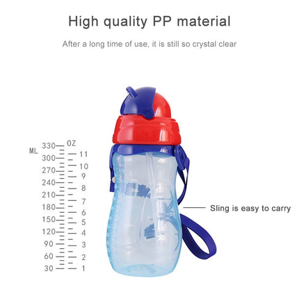 Baby Water Feeding Bottle With Straw Portable Cartoon Save Cups Sports Bottles Baby Feeding Cups(Blue)-garmade.com